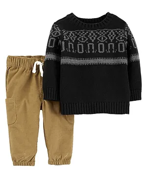 Carter's 2-Piece Knit Sweater & Corduroy Pant Set - Black