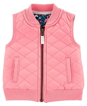 Carter's Zip-Up Poplin Vest Jacket - Pink