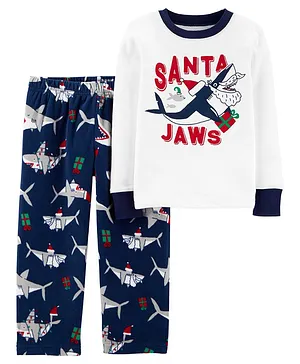 Carter's 2-Piece Santa Shark Snug Fit Cotton Tee & Fleece PJs - Multicolor