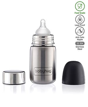 Babyhug Stainless Steel Feeding Bottle - 280 ml | Sterilizable| BPA Free| Leak Resistant | BPA Free | 304 Grade | Anti-Colic | Newborns & Toddlers