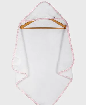 The Baby Atelier Organic Cotton Hooded Towel Star Print - White Pink