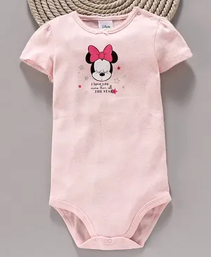 Fox Baby Short Sleeves Onesie Minnie Mouse Print - Light Pink