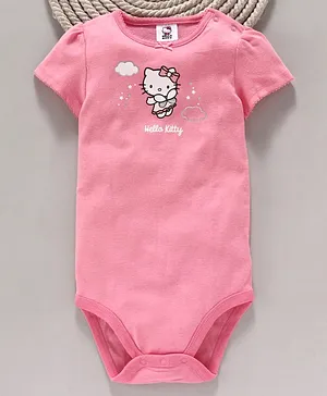 Fox Baby Short Sleeves Onesie Hello Kitty Print - Pink