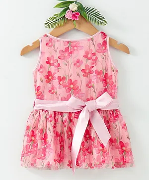 Many Frocks & Floral Print Sleeveless Top - Pink