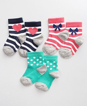 Cute Walk by Babyhug Organic & Anti Bacterial Ankle Length Socks Pack of 3 - Multicolor - 5-7 YRS Multi Color