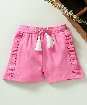 Babyhug Knee Length Drawstring Waist Shorts - Pink