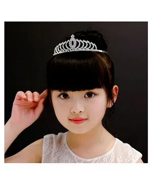Ziory Silver Crystal  Princess Tiara Hairband for Baby Girl's