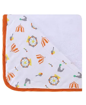 My Milestones Luxe Ultra plush 2L Infant Hooded Towel Wrap - White Orange