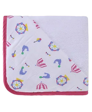 My Milestones Luxe Ultra plush 2L Infant Hooded Towel Wrap - White Pink