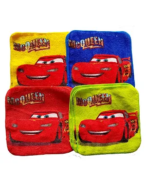 Sassoon Disney Pixar Car Printed Cotton Face Towel Set of 12 - Multicolor