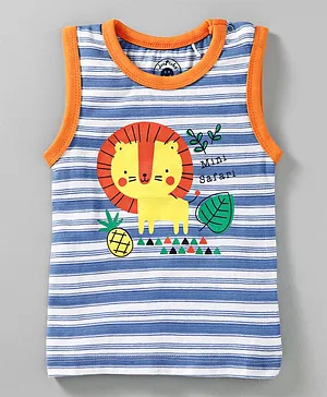 JusCubs Lion Printed & Striped Sleeveless T-Shirt - Multicolor