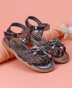 Cute Walk by Babyhug Glitter Party Wear Sandals - Dark Purple