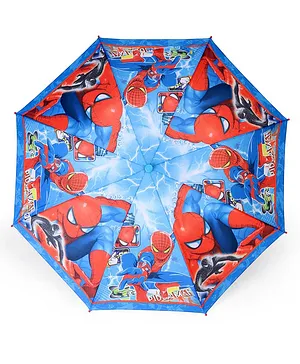 John's Umbrellas With Whistle Spiderman Print - Blue