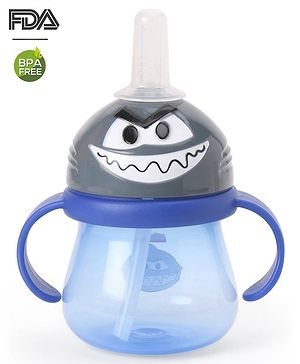 Babyhug Swipey Straw Sipper With Handle Pirate Grey Blue - 250 ml