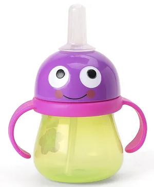 Babyhug Swipey Straw Sipper With Handle Pirate Purple Green - 250 ml