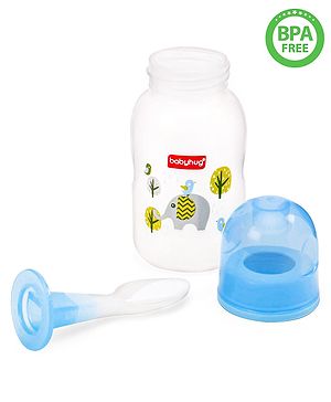 Babyhug Cereal Feeder With Spoon Blue - 150 ml