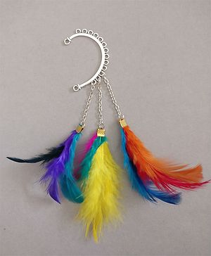 Tiny Closet Ear Cuff With Feathers - Multicolour