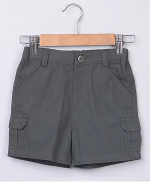 Beebay Solid Shorts With Front Pocket - Grey