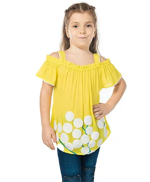 Cherry Crumble by Nitt Hyman Circle Printed Half Sleeves Top - Yellow