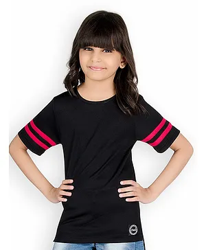 Olele Striped Design Half Sleeves T-Shirt - Black
