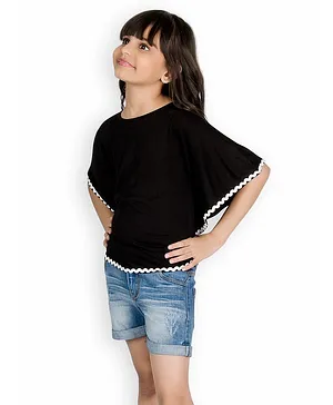 Olele Three-Fourth Sleeves Kaftan Style Top With Shorts - Black