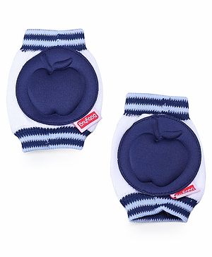 Babyhug Baby Knee & Elbow Pads White Navy Blue (Design May Vary) - 12 x 9 cm