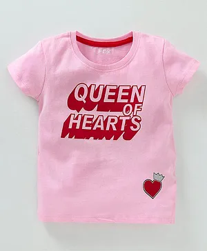 Fox Baby Half Sleeves Tee Queen Print - Light Pink
