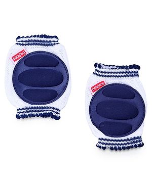 Babyhug Baby Knee & Elbow Pads White Navy Blue (Design May Vary) - 11 x 9 cm