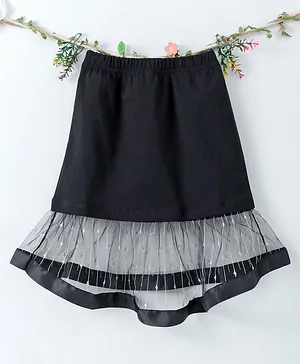 Lekeer Kids Solid Color Party Wear Skirt - Black