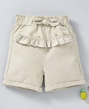 TBB Elastic Waist Shorts Ruffle Detail - Cream