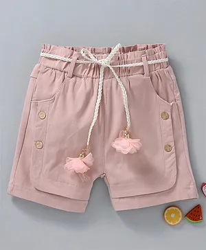 TBB Elasticated Waist Shorts With Belt - Pink