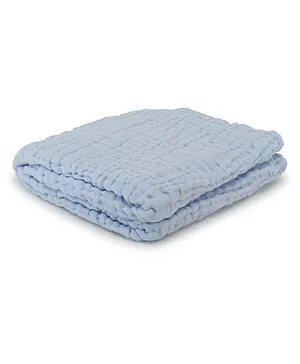 Kassy Pop Baby Muslin Cotton Bath Towel & Swaddle Blanket - Blue