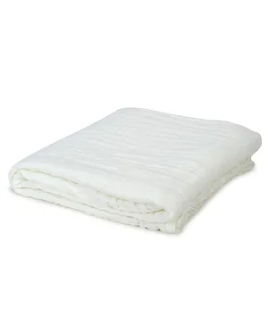 Kassy Pop Baby Muslin Cotton Bath Towel & Swaddle Blanket - White