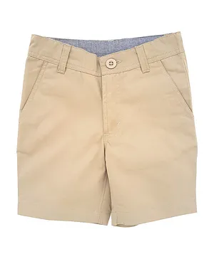 Campana Solid Button Closure Shorts - Beige