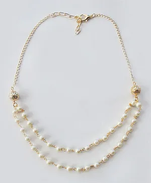 Lime By Manika Pearl Detailed Layered Necklace - Golden
