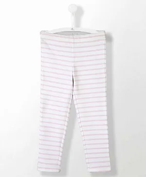 Cherry Crumble by Nitt Hyman Striped Full Length Leggings - Light Pink