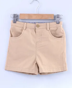 Beebay Solid Button Closure Shorts - Light Brown