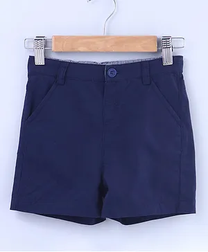 Beebay Solid Knee Length Shorts With Front Pockets - Navy Blue