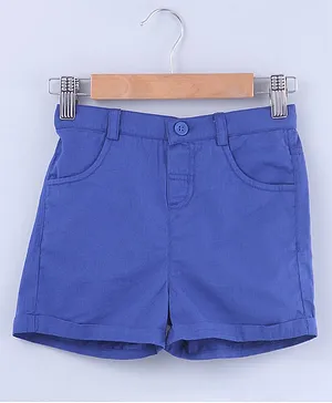 Beebay Solid Shorts With Front Pockets - Blue