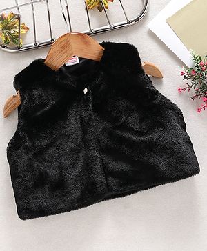 Babyhug Sleeveless Winter Wear Shrug - Black