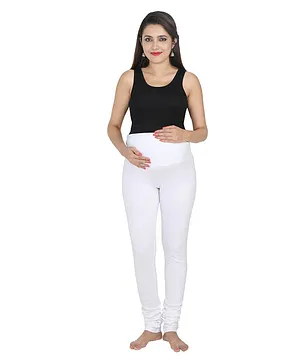 Lulamom Maternity Active Full Length Legging With Belly Band Support - White