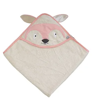 Mi Dulce An'ya Organic Terry Hooded Towel Fox Design - Pink