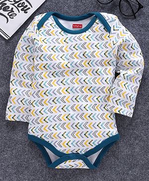 Babyhug Full Sleeves Onesie Abstract Print - Blue