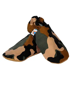 Skips Camouflage Print Back Elastic Booties - Brown