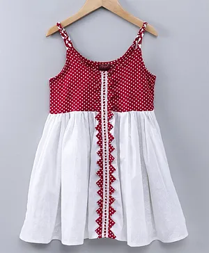 Twisha Polka Dot Print Sleeveless Dress - Red