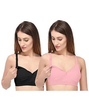 Fabme Set of 2 Non-Wired Seamless Bra - Pink & Black