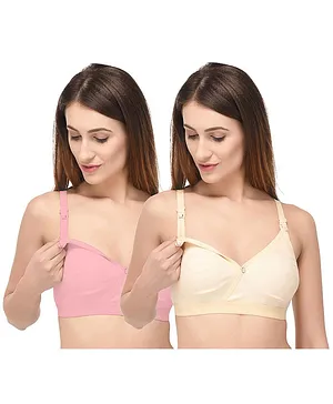 Fabme Set of 2 Non-Wired Seamless Bra - Pink & Beige