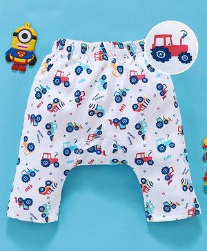 Babyhug Full Length Diaper Leggings Vehicles Print - White
