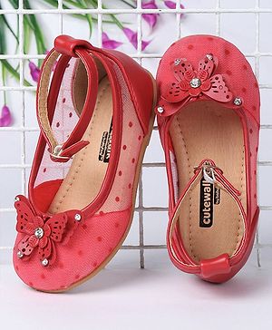 Cute Walk by Babyhug Butterfly Motif Bellies - Red