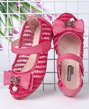 Cute Walk by Babyhug Embellished Bow Motif Bellies - Dark Pink